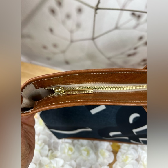 Barrington Large Navy Canvas Tote with Brown Leather Trim - Picture 8 of 12